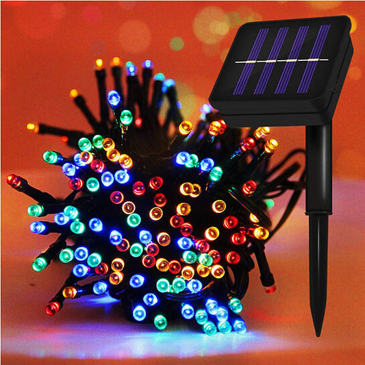 Luces solares 100 LED multicolor, amarilla o blanca