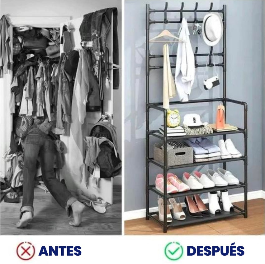 ORGANIZADOR DE ZAPATOS 4 NIVELES Y PERCHERO