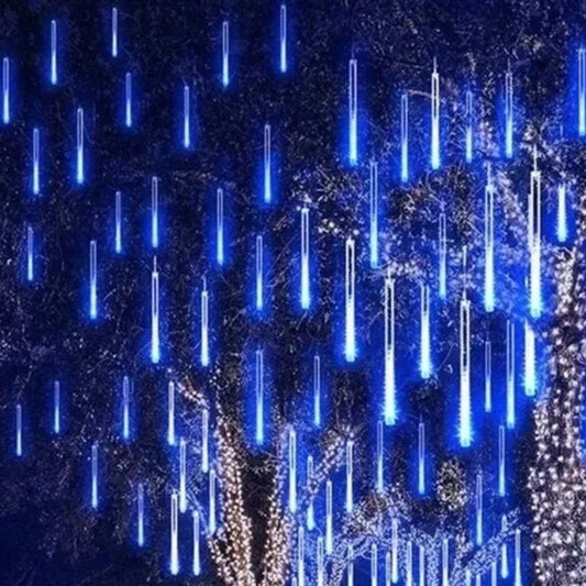 Tubos de luces LED efecto lluvia de meteoros en color azul