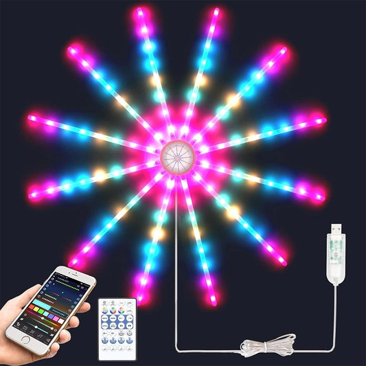 Luces LED tipo fuegos artificiales RGB con control remoto y controlador USB